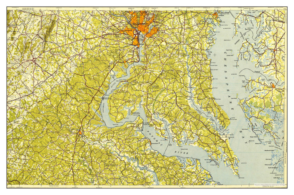 Washington DC, map 1948, USA