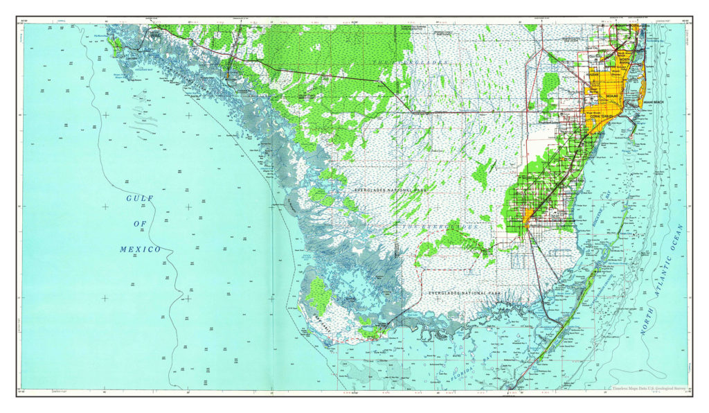 Miami, Florida, map 1956, USA