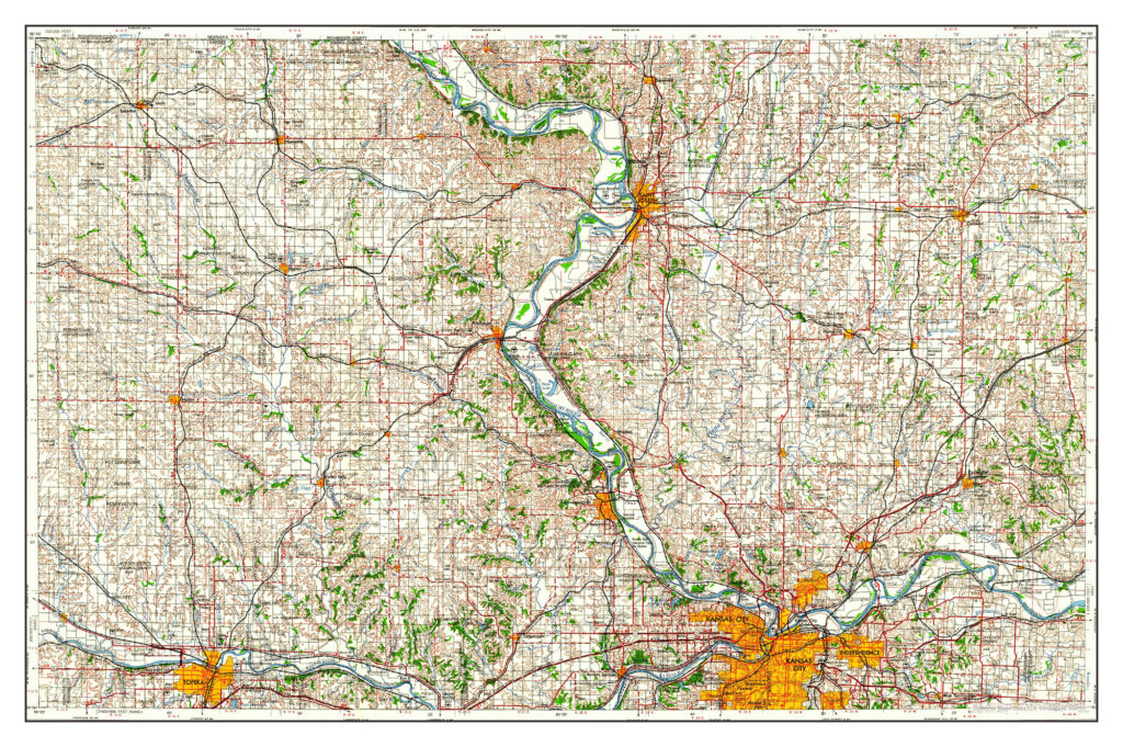 Kansas City, Missouri, map 1960, USA