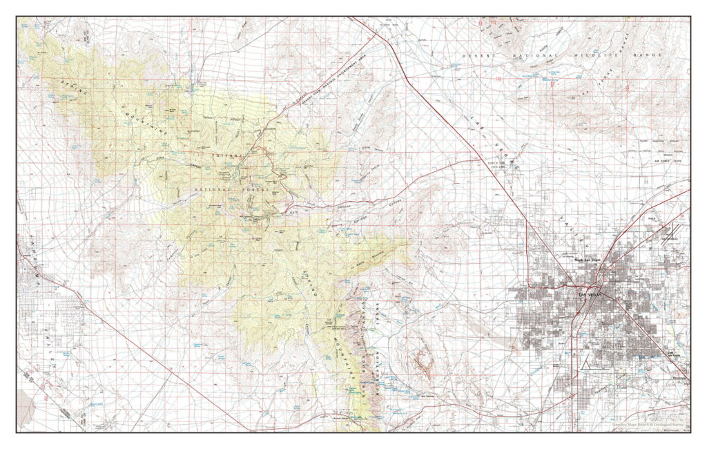 Las Vegas, Nevada, map 1986, USA