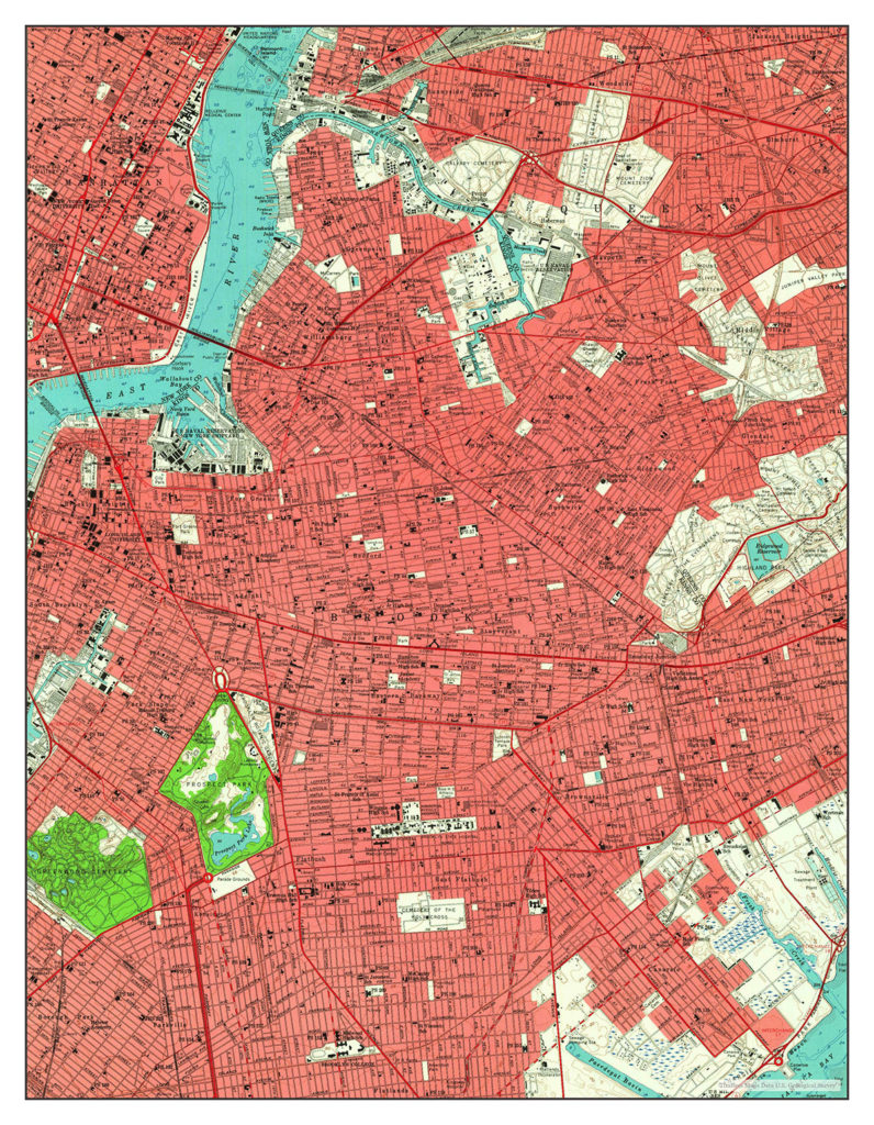 Brooklyn, New York, map 1956, USA