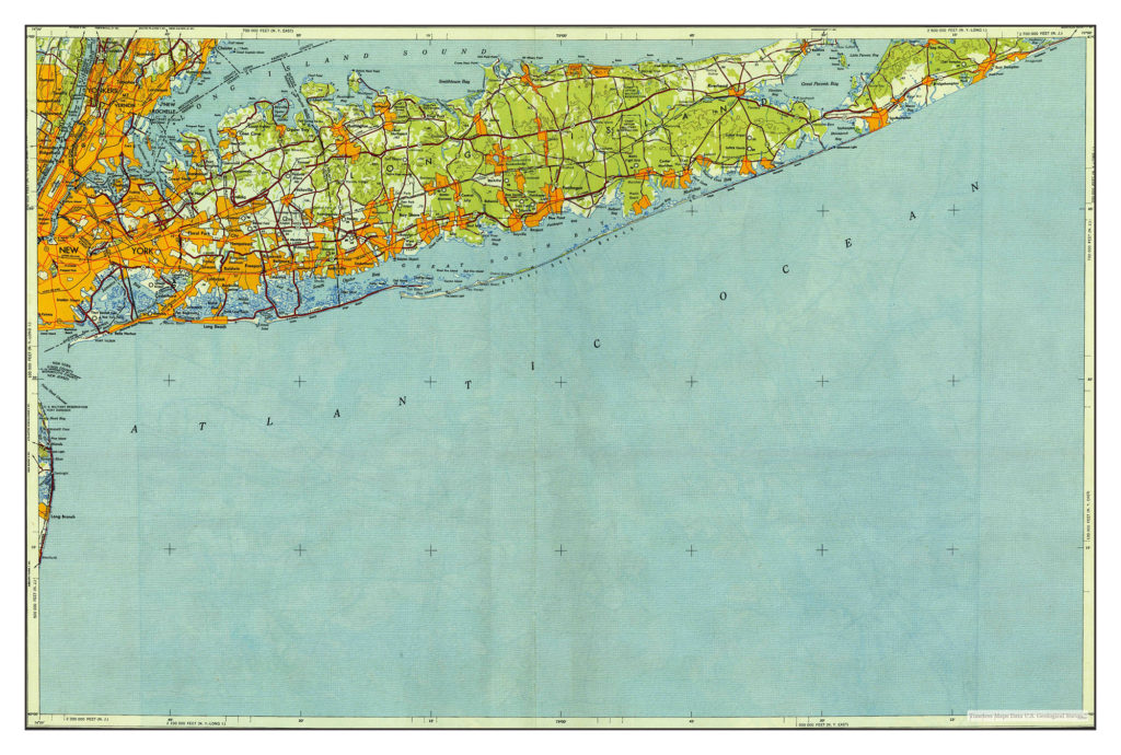 New York, New York, map 1949, USA