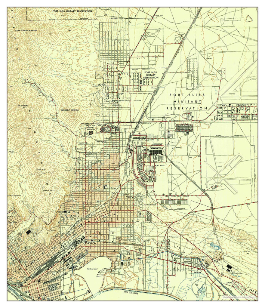 El Paso, Texas, map 1948, USA