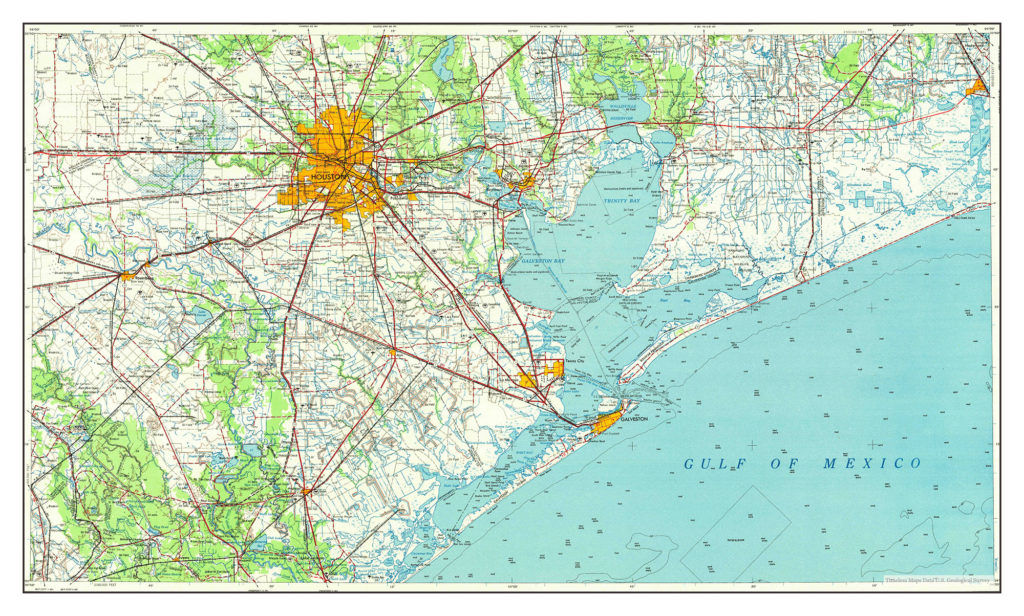 Houston, Texas, map 1956, USA