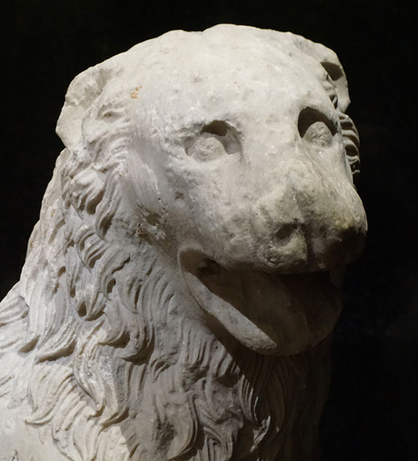 A statue of a head of a lion from the Byzantine times.